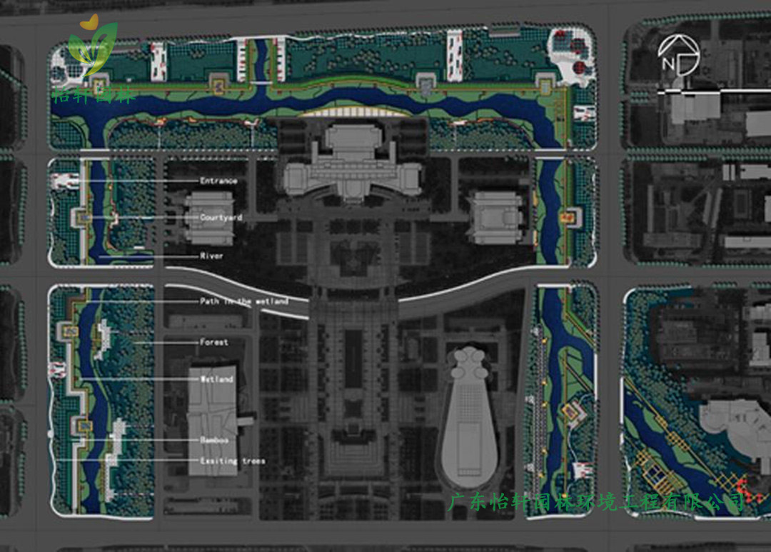 宁波鄞州中心区河道绿化工程改造平面图